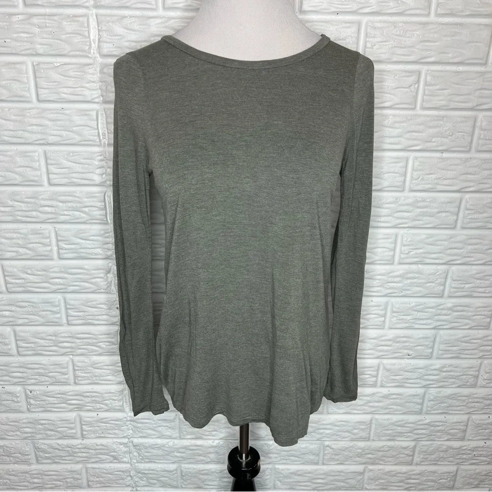 J CREW Gray Long Sleeve Stretch Suiting Crew Tee E4357 Women's Size S